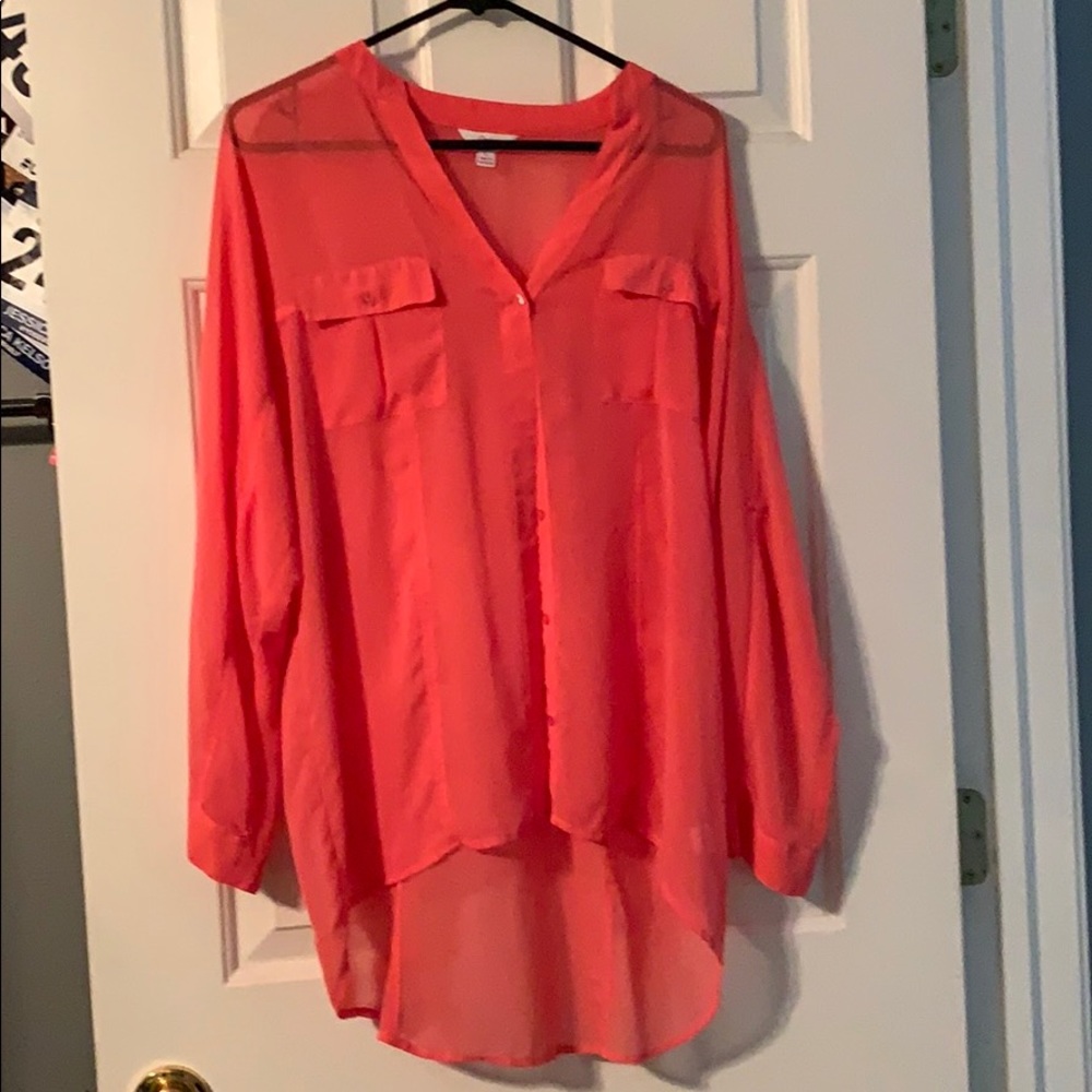 Coral Sheer Blouse